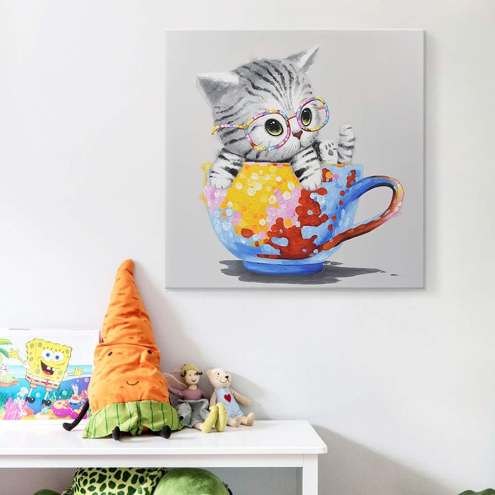 Colorful Animals Wall Art Happy Frog Cat Pig Chimp Canvas Paintings