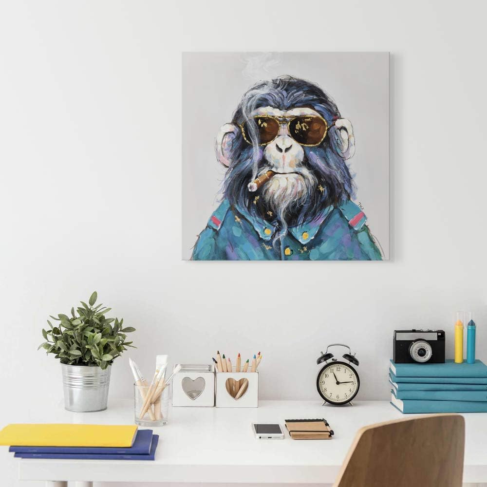 Colorful Animals Wall Art Happy Frog Cat Pig Chimp Canvas Paintings