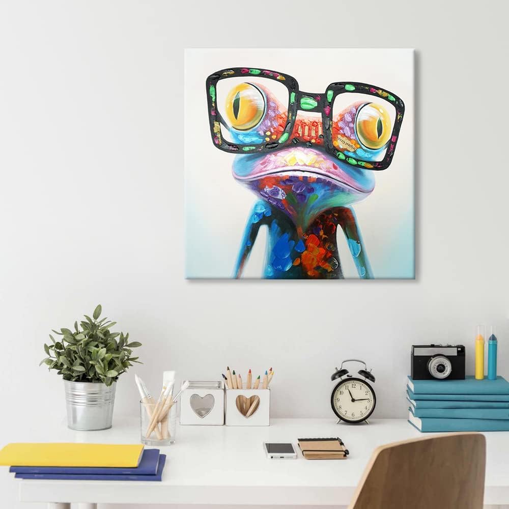 Colorful Animals Wall Art Happy Frog Cat Pig Chimp Canvas Paintings